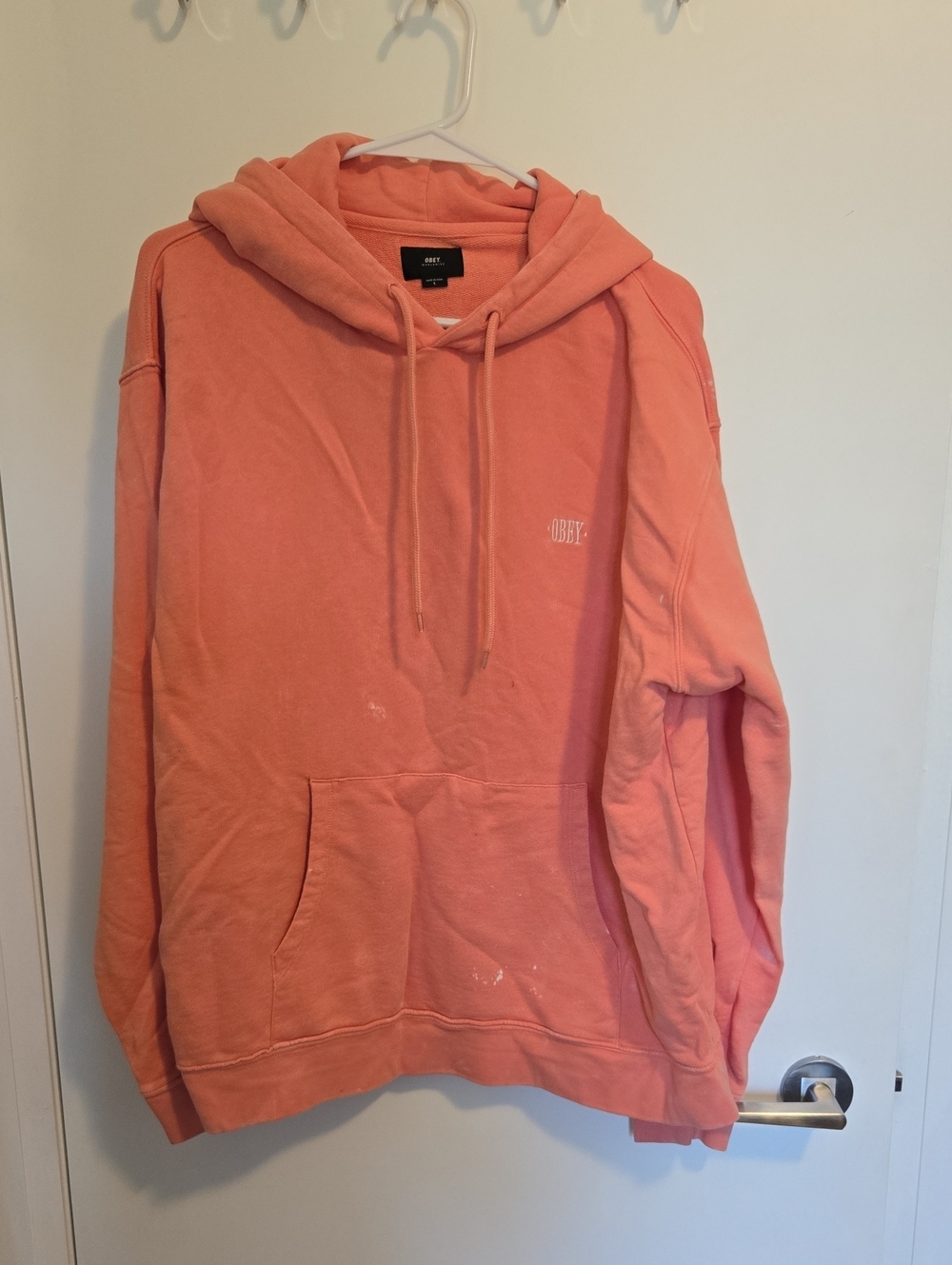 Obey Men's Coral-Peach Pullover Hoodie